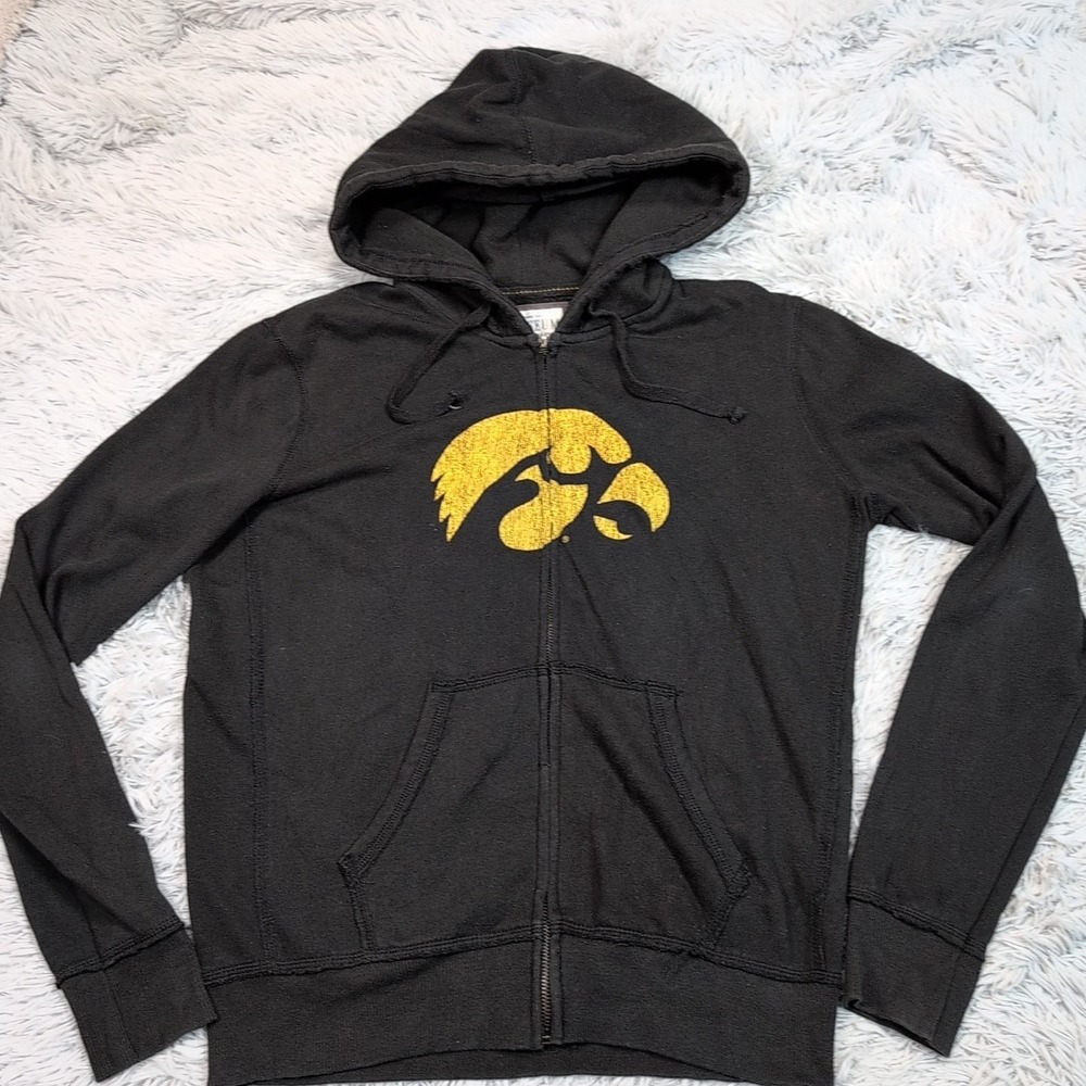 Iowa Hawkeyes Sweatshirt Mens L Black Hoodie‎ University College Athletic Zip Up